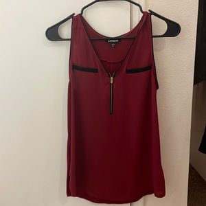 Red Express top with gold midline zipper